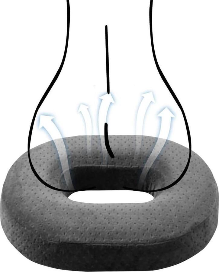 Zitkussen orthopedische Rond aambeien Donutkussen Traagschuim Kantoor auto bank bureaustoel Hulp bij aambeien tussenwervelschijven Grijs zitkussen orthopedische