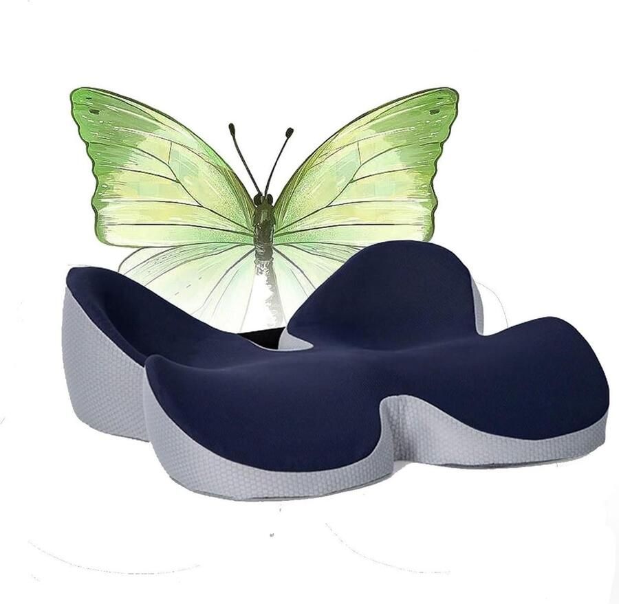 Orthopedisch zitkussen van traagschuim stuitbeenondersteuning ergonomisch ontwerp voor bureaustoel auto langdurig zitten (blauw)