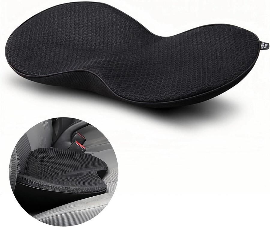 Orthopedisch Zitkussen voor Auto Kantoor Stoel Geheugenschuim Wigkussen Ergonomisch Zitkussen voor Auto's Voertuigen Wasbaar (Zwart) - Foto 2