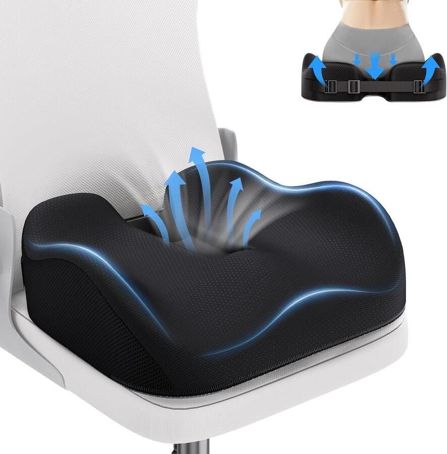 Orthopedisch Ergonomisch Zitkussen voor Bureaustoel Verlichting van Druk van Stuitbenen en Ischias met Memory Foam