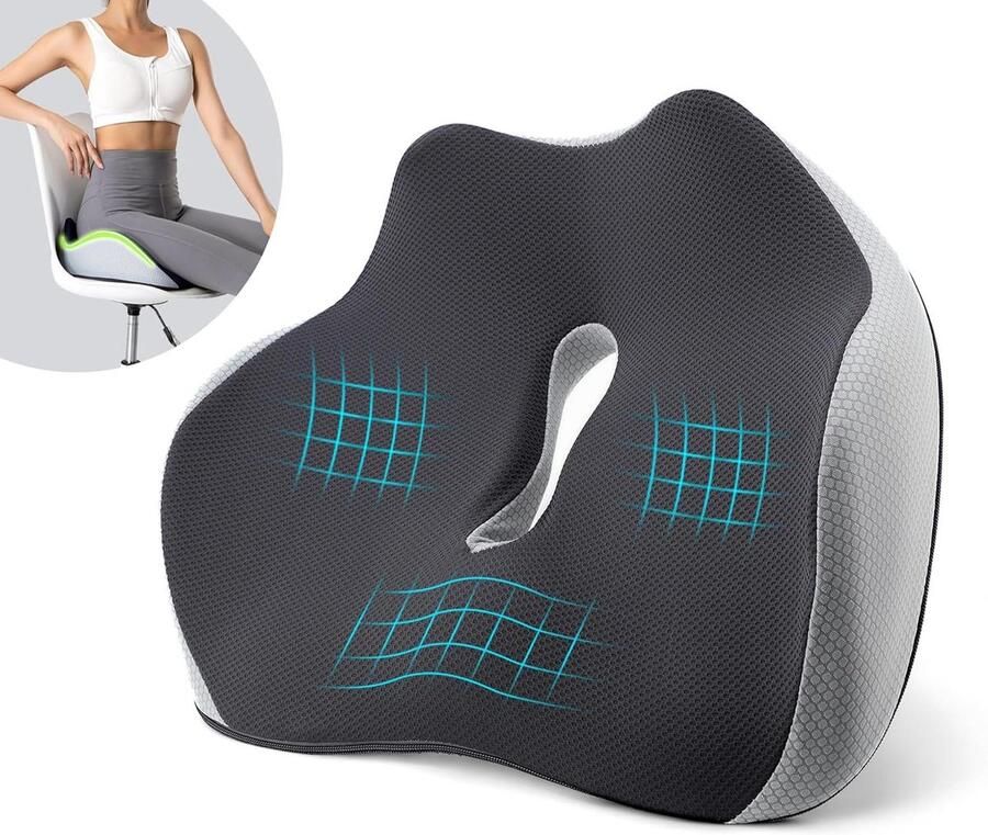 Orthopedisch Zitkussen voor Lang Zitten Volledige Wrap Traagschuim Seat Cushion Verlichting van Heupen Stuitbeen Ischias Pijn Geschikt voor Bureaustoel Auto Rolstoelen