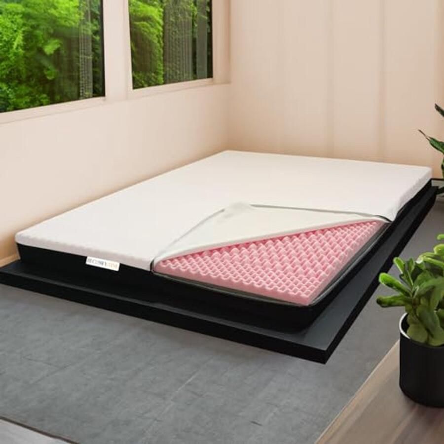 Orthopedische Traagschuim Topper 6 cm voor Eenpersoonsbed 95 x 195 cm met Afneembare Stof