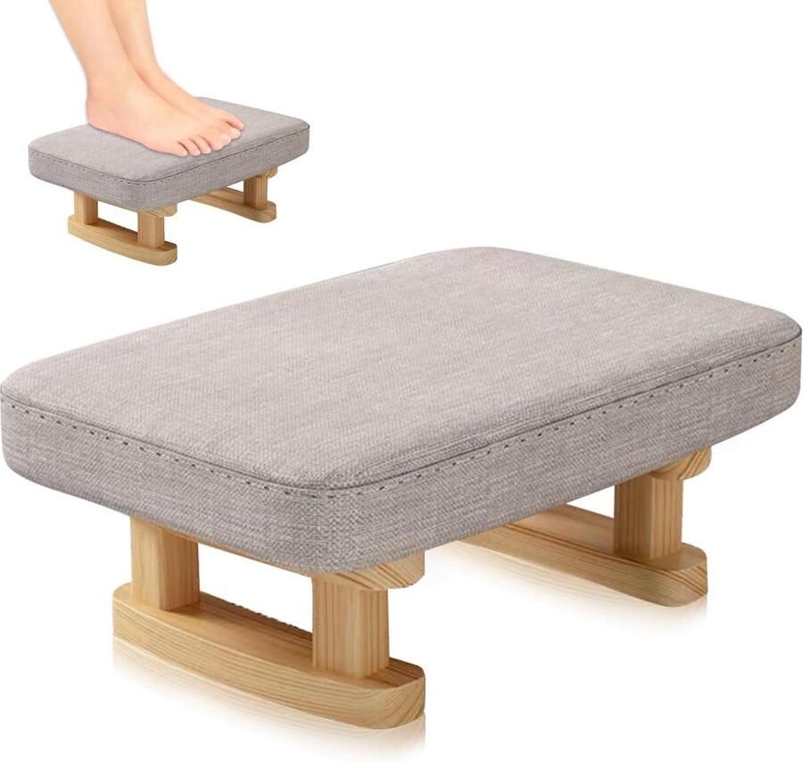 Ottomaanse Voetenbank Voetsteun voor Woonkamer 1 stuk Beige Hout