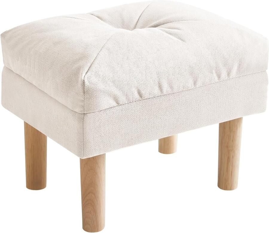 Ottomaanse voetkruk Spons gewatteerde zitting Houten kruk 40x29x32 cm Beige