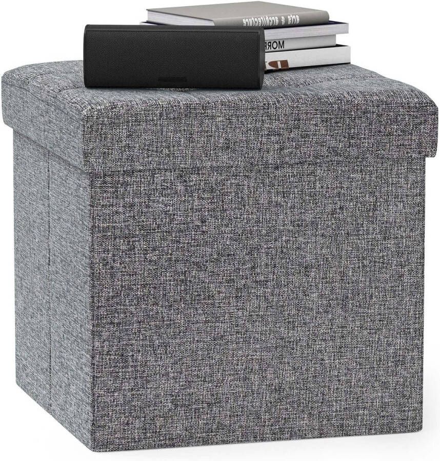 Ottomaanse zitpoef inklapbare zitkist poef opbergbox bank met opbergruimte stoffen bekleding zitkruk zitbank gestoffeerd voor eetkamer slaapkamer hal make-uptafel kantoor donkergrijs