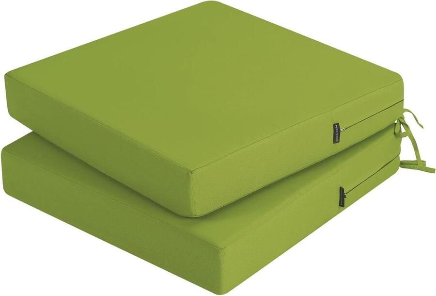 Outdoor Chair Cushion Set of 2 Waterproof Seat Cushion Colourfast Patio Furniture Garden 40 x 40 cm Green with Tyres