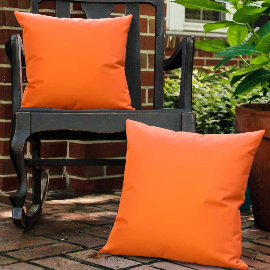 Outdoor Cushion Cover Pack of 2 Waterproof Cushion Cover UV Protection Decorative Cushion Cover Polyester Cushion Cover with PU Coating for Sofa Couch Chair Garden Lounge Cushion Decoration