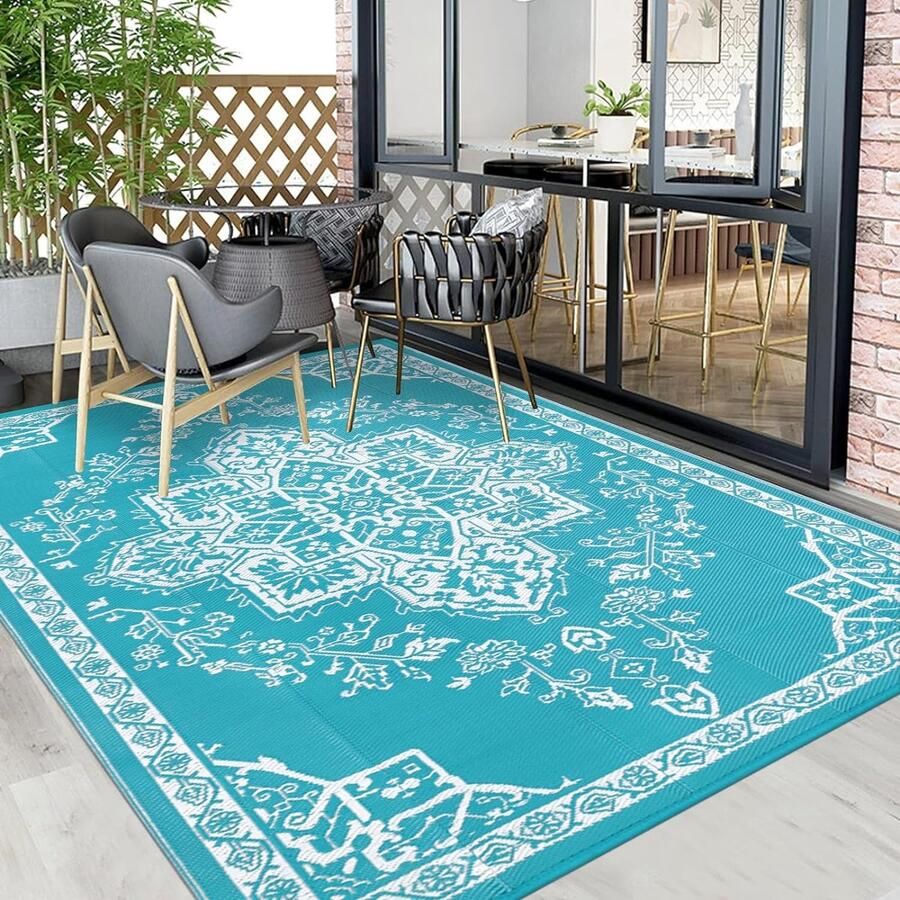 Outdoor Indoor Picknickplaats Tapijt (Turkoois 180 x 270 cm)