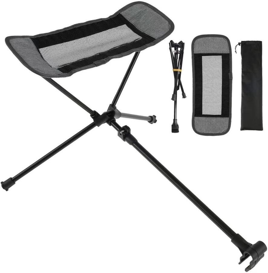 Outdoor klapstoel Ottomaanse draagbare fauteuil luie intrekbare voetenbank beensteun maan stoel kit voor wandelen vissen strand (grijs)