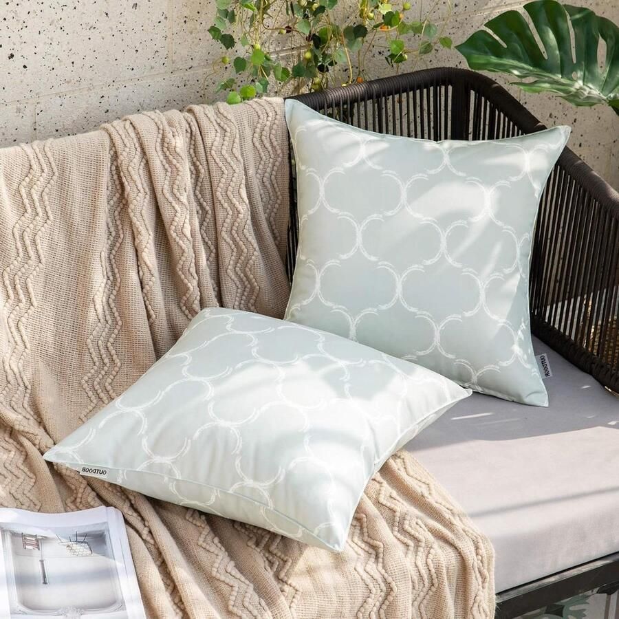 Outdoor kussenslopen decoratieve waterdichte kussenhoezen Marokko kussen bankkussen sierkussen zachte decoratieve hoes bankkussens voor bank en tuin 45 x 45 cm lichtgrijs