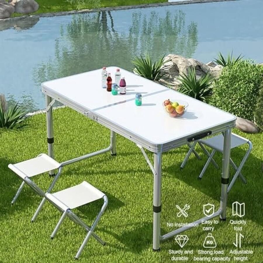 Outdoor opvouwbare eettafel draagbare opvouwbare eettafel voor kleine ruimtes aluminiumlegering verstelbare hoogte uitbreidbare en ruimtebesparende tafel snel opvouwbaar ontwerp voor kamperen