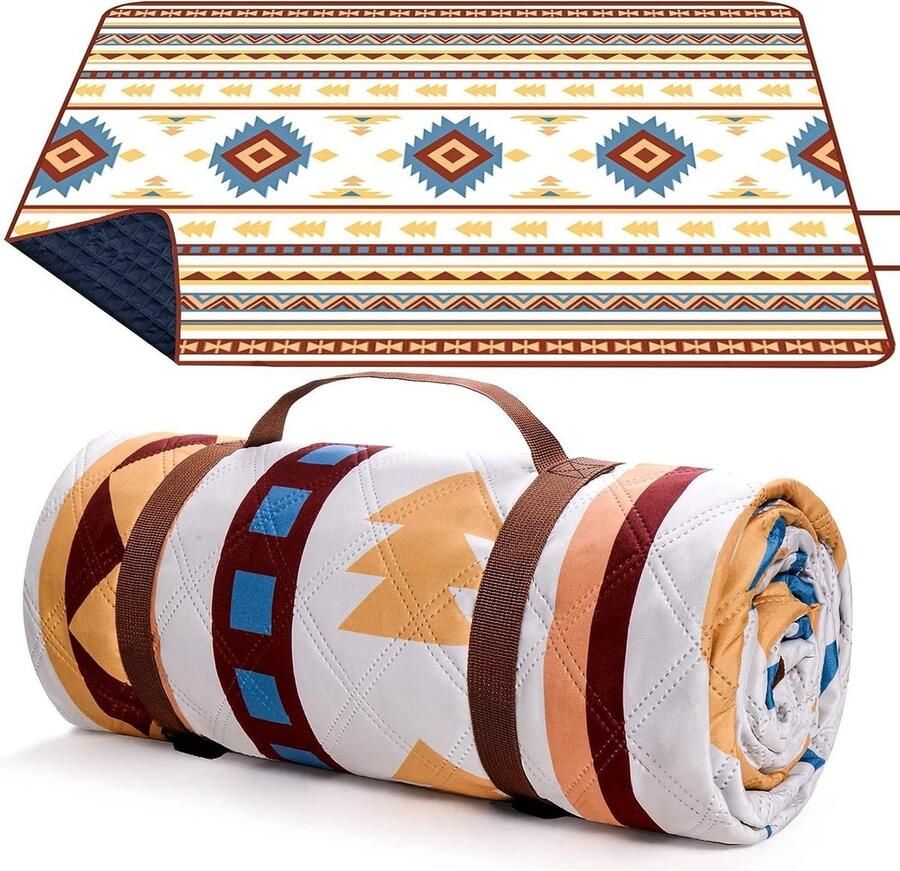 Outdoor picknickdeken 200 x 200 cm zandbestendig strandmat picknickmat droog strand barbecue picknick beige vloerkleed