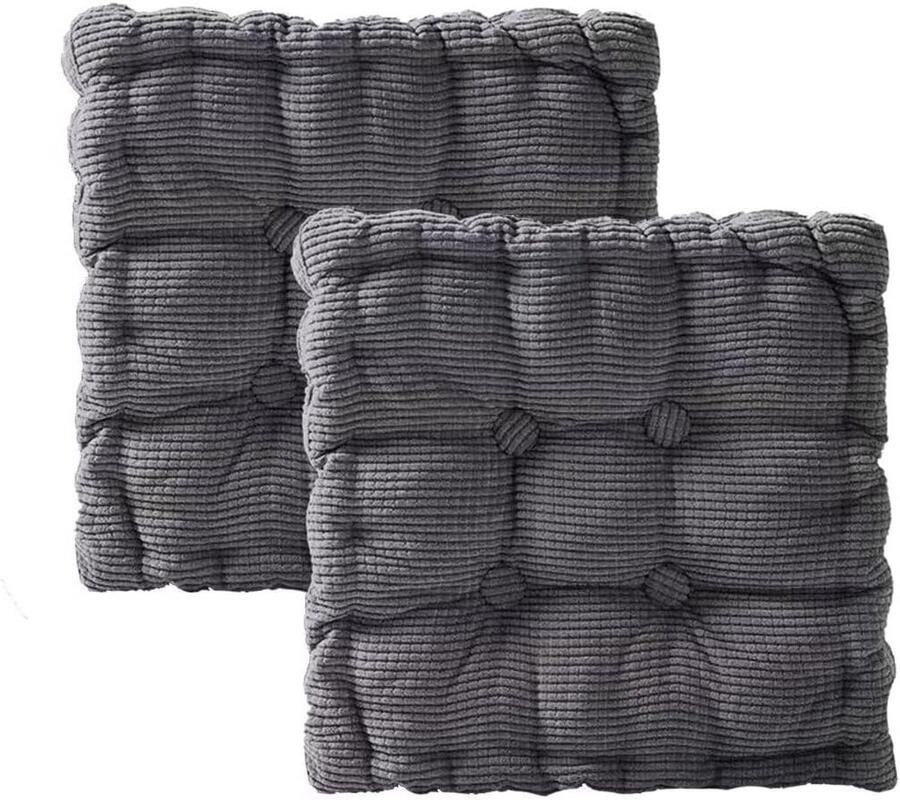 Outdoor Seat Cushion Set of 2 Thick Chair Cushions for Sofa Garden Chair Square Dark Grey 50 x 50 cm