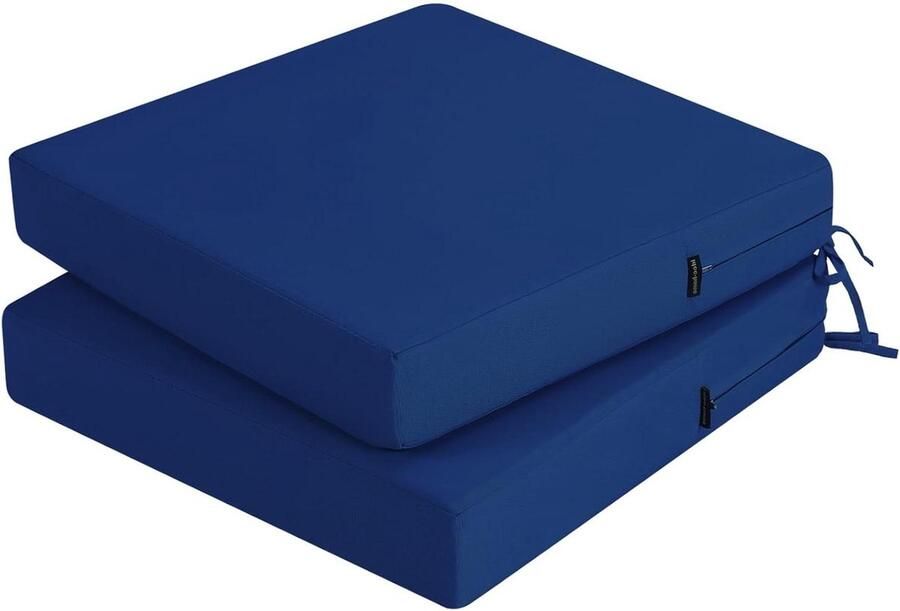 Outdoor Seat Cushion Set of 2 Waterproof and Colourfast 40 x 40 cm Navy Blue