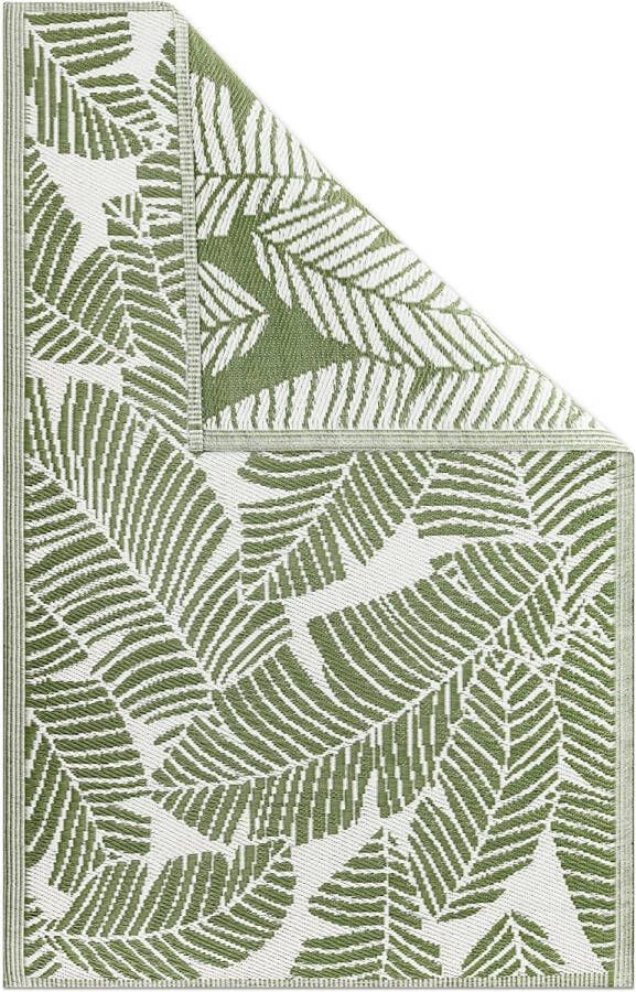 Outdoor tapijt 120 x 180 cm groot terrastapijt balkondeur tuin loper tuintapijt bladpatroon groen