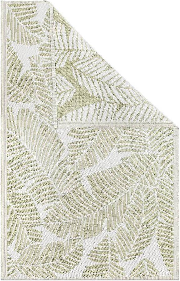 Outdoor tapijt 120 x 180 cm groot terrastapijt balkondeur tuin loper tuintapijt bladpatroon lichtgroen