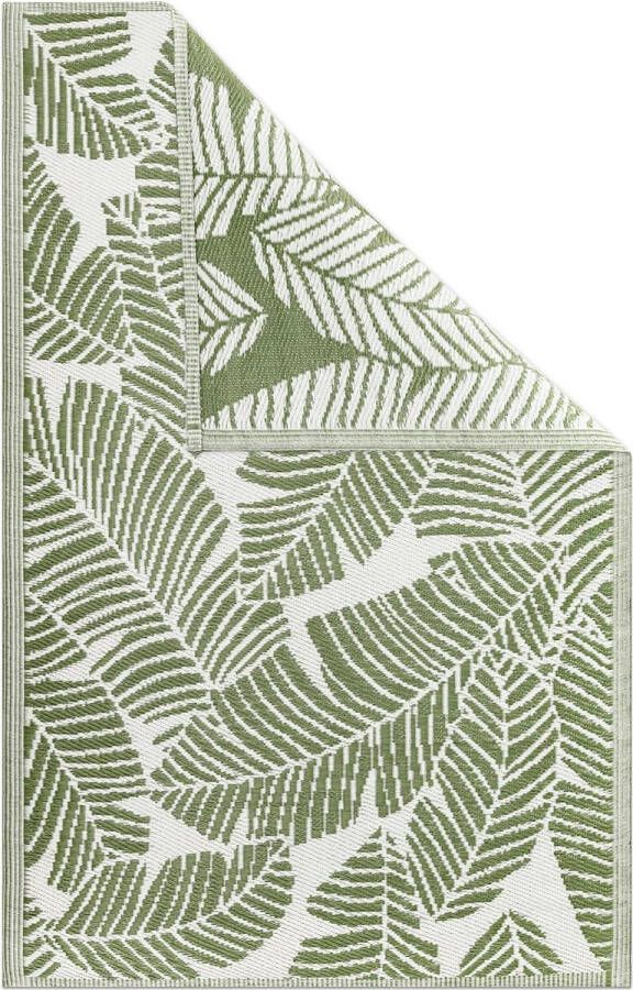 Outdoor tapijt 120 x 180 cm groot terrastapijt balkontapijt buitentapijt balkon tapijt tuin loper tuintapijt bladerpatroon groen
