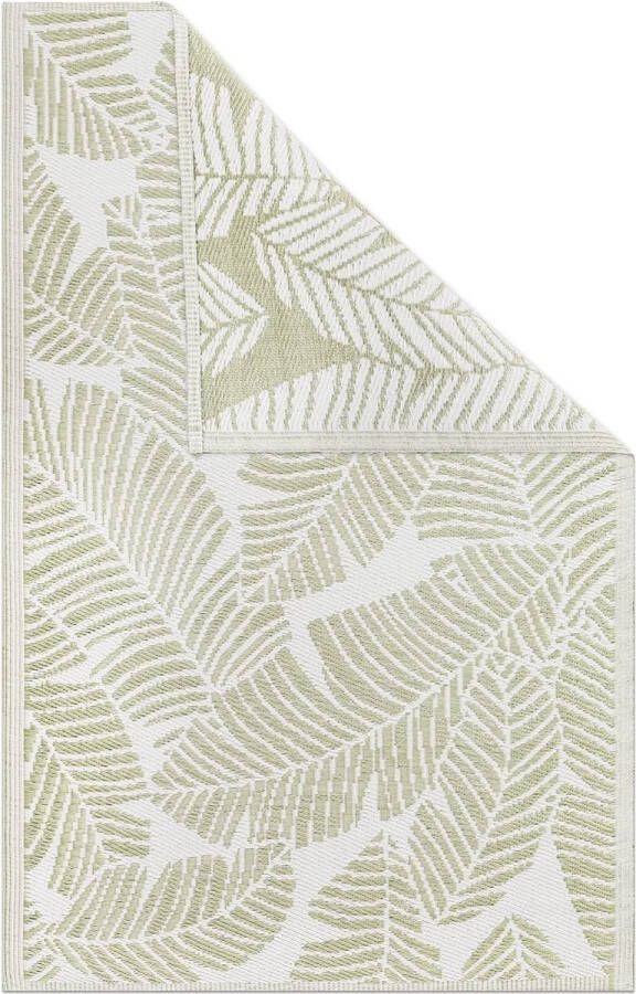 Outdoor tapijt 120 x 180 cm groot terrastapijt balkontapijt buitentapijt tuin loper tuintapijt bladpatroon lichtgroen