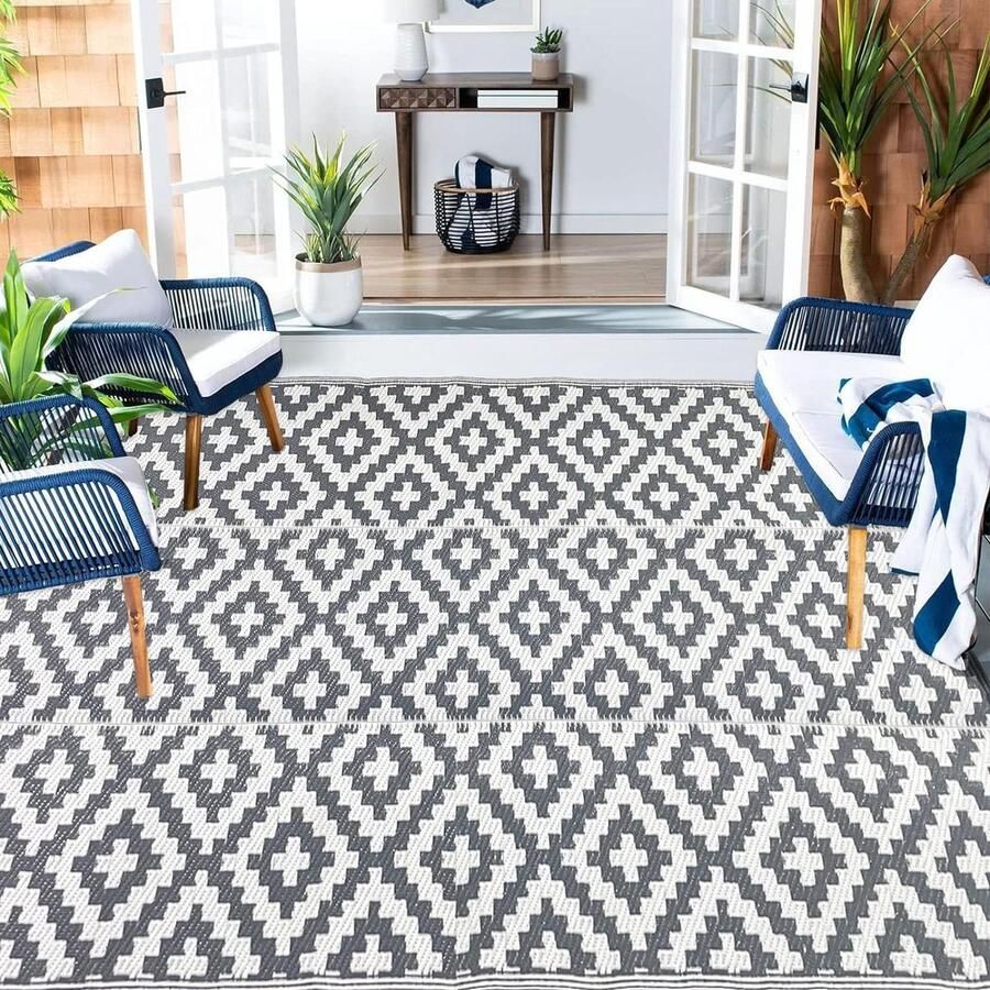Outdoor Tapijt 180 x 120 cm Waterdicht en Omkeerbaar Vlekbestendig Gemakkelijk te Reinigen Tuintapijt