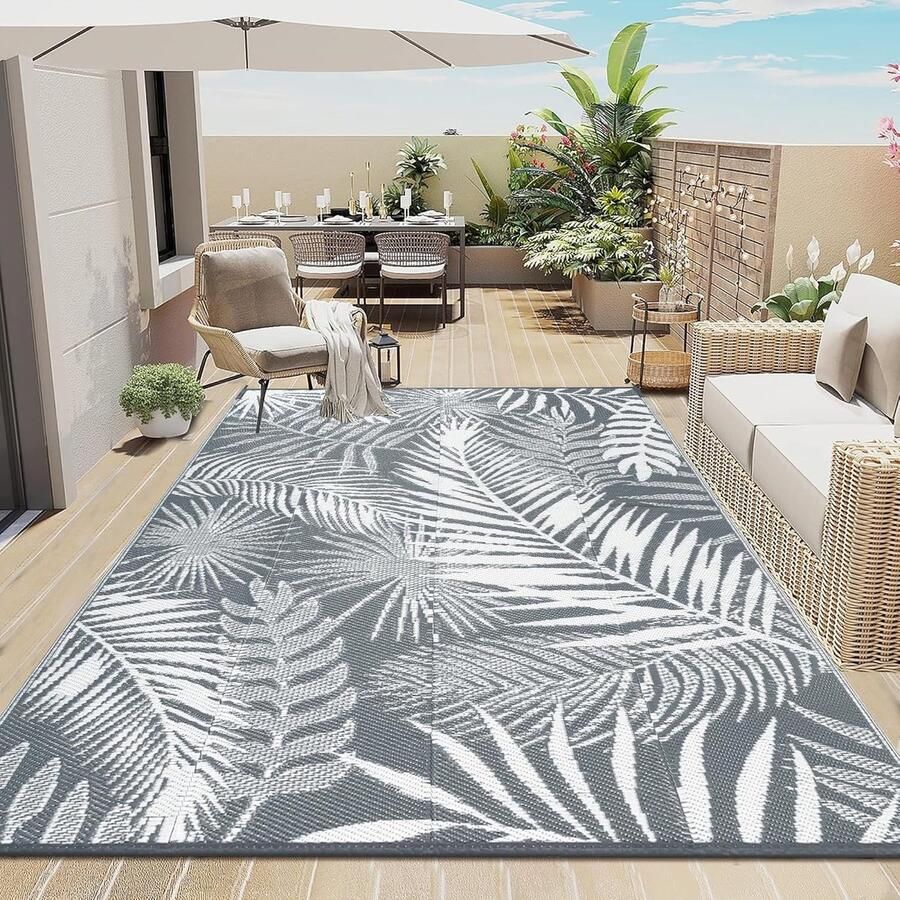 Outdoor tapijt weerbestendig grijs 180 x 270 cm