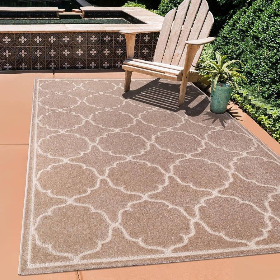 Outdoor tapijt weerbestendig tapijt voor binnen en buiten balkontapijt waterafstotend tapijten voor terras tuin keuken badkamer of woonkamer beige 60 x 110 cm - Foto 2