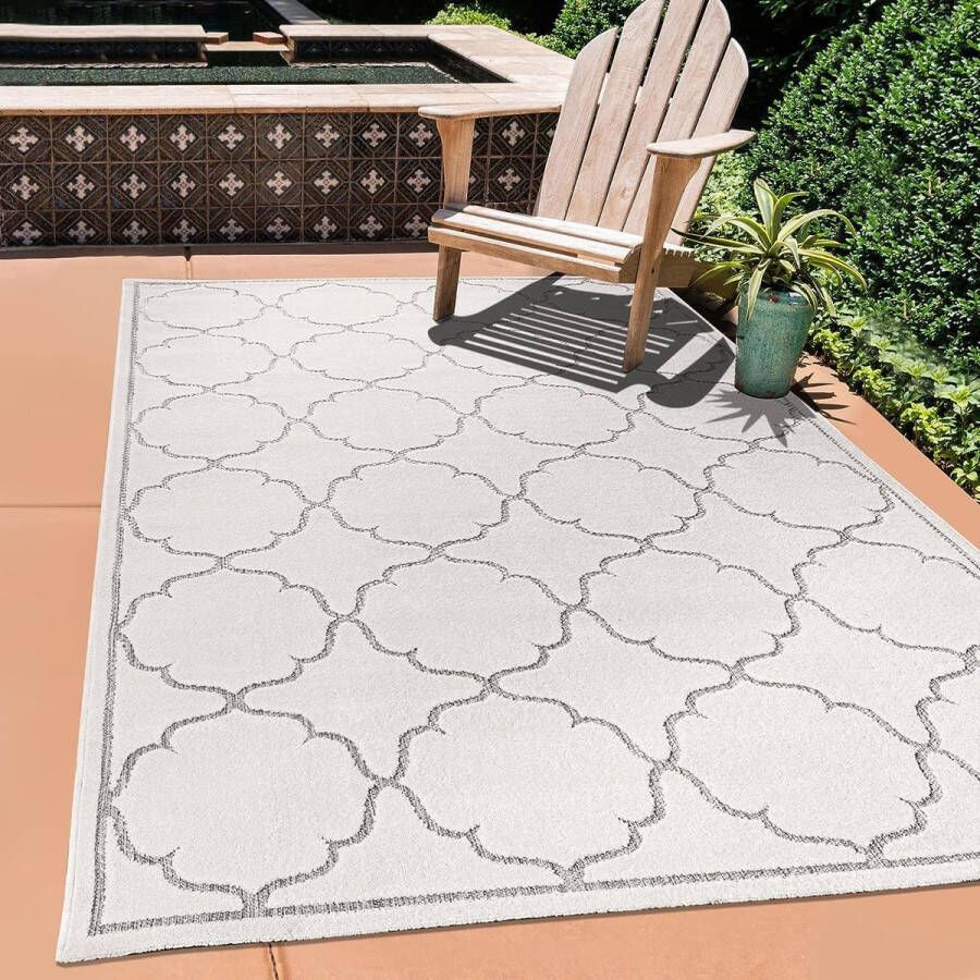 Outdoor tapijt weerbestendig tapijt voor binnen en buiten balkontapijt waterafstotend tapijten voor terras tuin keuken badkamer of woonkamer crème 60 x 110 cm