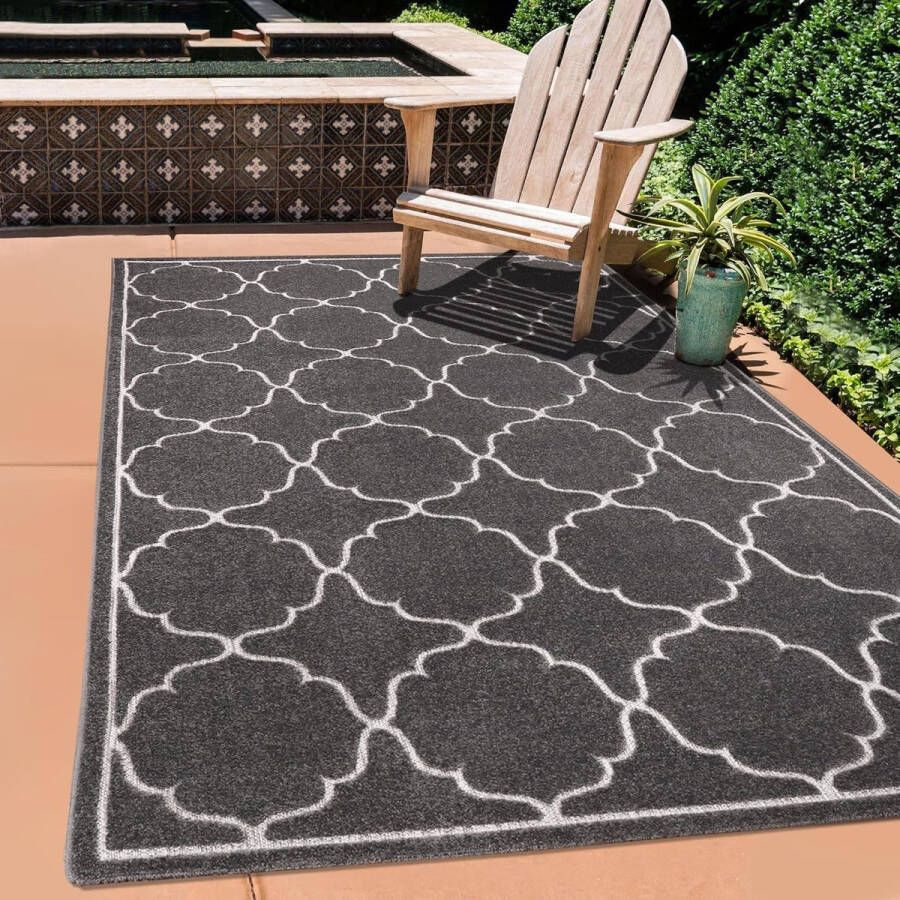 Outdoor tapijt weerbestendig tapijt voor binnen en buiten balkontapijt waterafstotend tapijten voor terras tuin keuken badkamer of woonkamer grijs 60 x 110 cm
