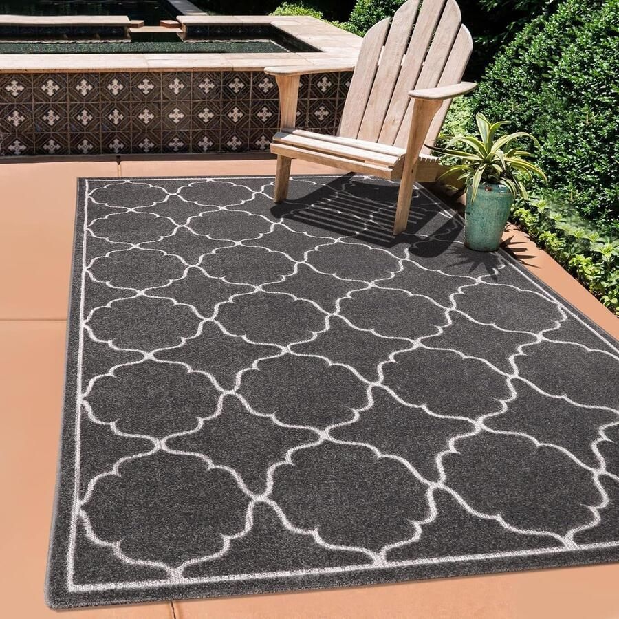 Outdoor tapijt weerbestendig tapijt voor binnen en buiten balkontapijt waterafstotend tapijten voor terras tuin keuken badkamer of woonkamer grijs 80 x 150 cm