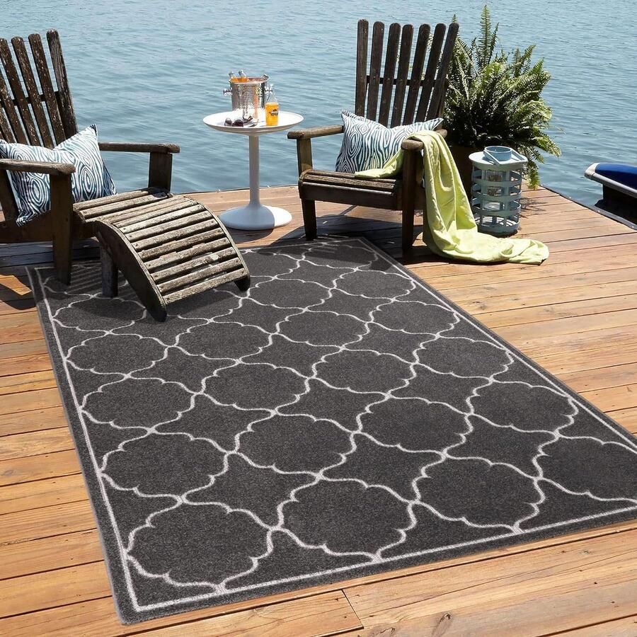Outdoor tapijt weerbestendig tapijt voor binnen en buiten balkontapijt waterafstotend tapijten voor terras tuin keuken badkamer Berlin_9000_Gray_120x170