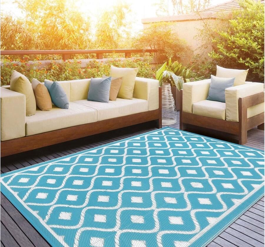 Outdoor tapijt weerbestendig uv-bestendig 150 x 210 cm balkontapijt waterdicht outdoor tapijt kunststof groot tuintapijt picknickdeken omkeerbaar buitentapijt tapijt voor