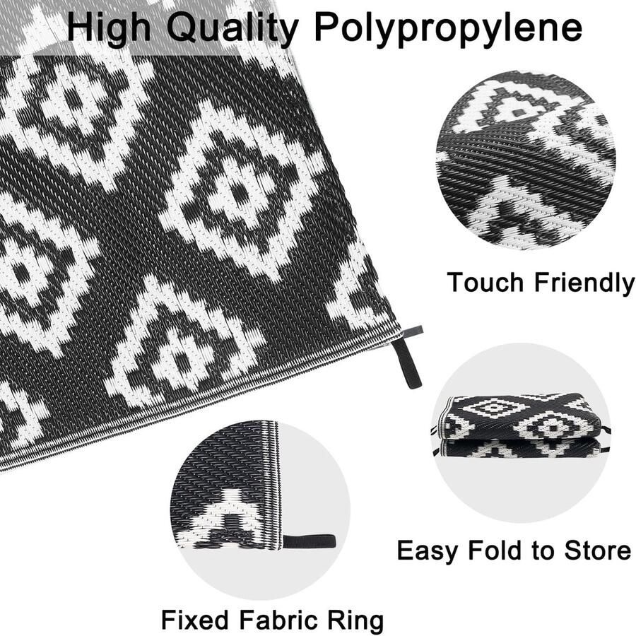 Outdoor tapijten omkeerbare matten 120 x 180 cm kunststof stromat UV-bestendig camping gerecycled vloerkleed voor terras balkon strand barbecue picknick dek