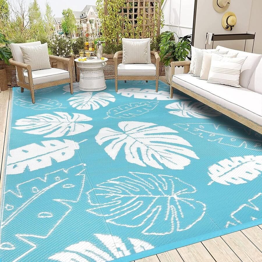 Outdoor tapijt weerbestendig groen 150 x 210 cm balkontapijt waterdicht opvouwbaar tuintapijt outdoor picknickdeken wasbaar grote campingmat kunststof tapijt voor buiten binnen