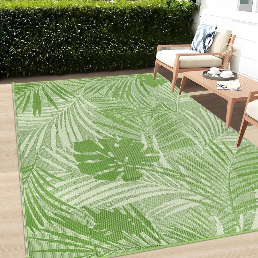 Outdoor tapijten voor terrassen waterdichte tuintapijten grote draagbare picknickdeken omkeerbare mat lichtgewicht campingtapijt voor balkon dek achtertuin veranda strand barbecue (grasgroen