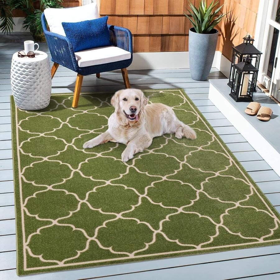 Outdoortapijt weerbestendig tapijt voor binnen en buiten balkontapijt waterafstotend voor terras tuin keuken badkamer of woonkamer groen 80 x 200 cm