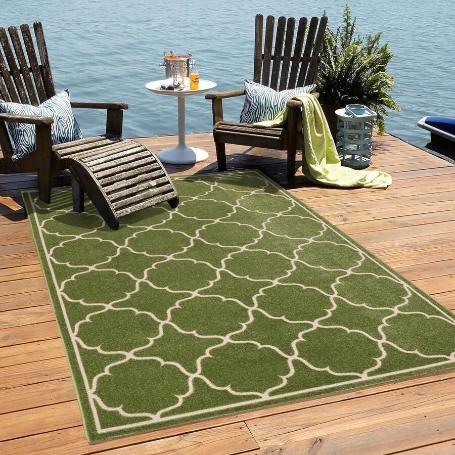Outdoortapijt weerbestendig tapijt voor binnen en buiten balkontapijt waterafstotend voor terras tuin keuken badkamer of woonkamer groen 60 x 110 cm