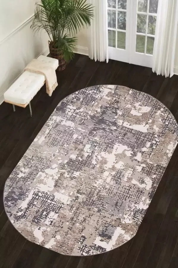 Ovaal tapijt woonkamertapijt grijs tapijt wasbaar tapijt Modern tapijt slaapkamertapijt antislipvloertapijt 150x230 cm