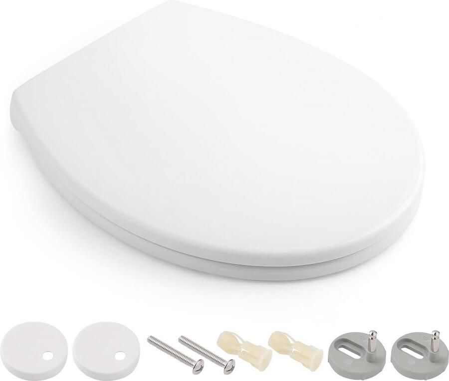 Ovaal toiletdeksel met softclose en quick-release functie antibacteriële toiletbril verstelbare scharnieren