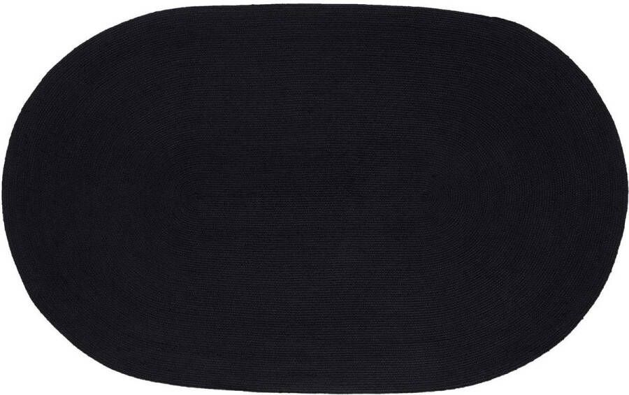 Ovaal vloerkleed 50 x 80 cm Zwart gevlochten katoenen loper Klein omkeerbaar vloerkleed Retro vloerkleed