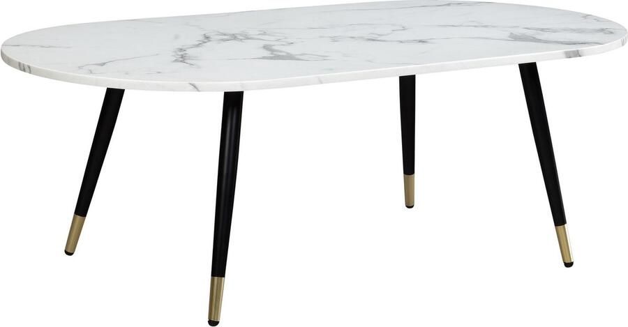 Rootz Living Rootz Oval Sofa Table Modern Coffee Table Living Room Table Marble Look 120cm x 60cm x 41.5cm