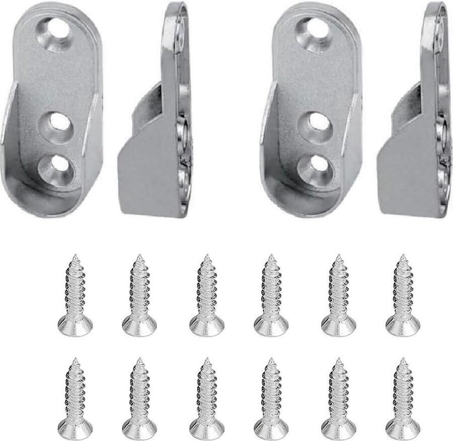 Ovale kledingstanghouder voor metaal 4 stuks kledingkast accessoire voor ovale stang van staal wandmontage hanger met kastbuislager