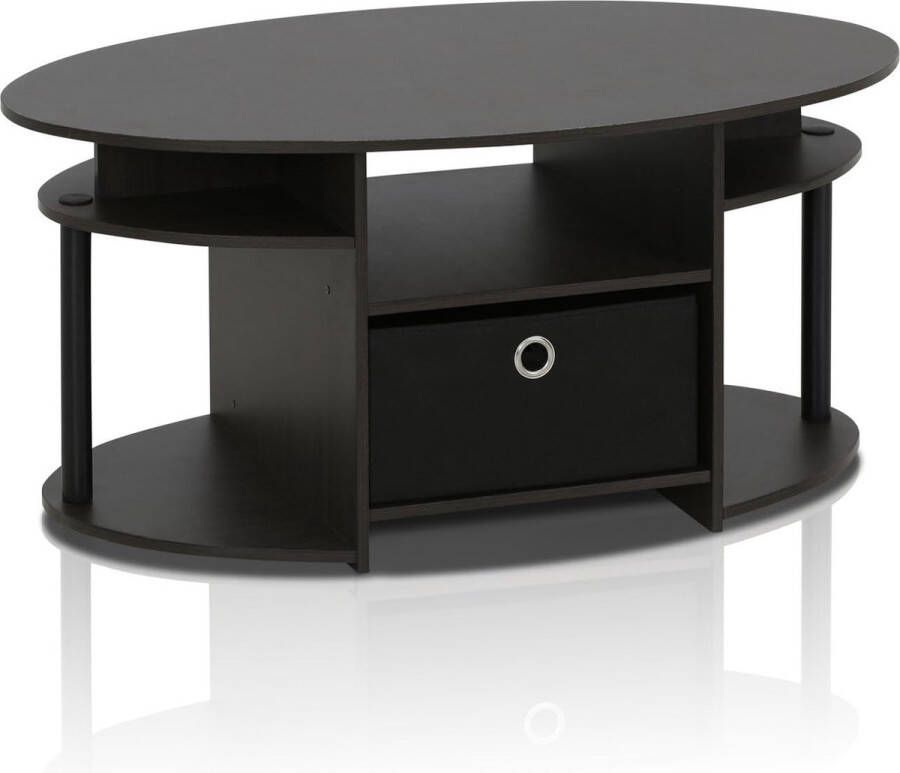 Ovale salontafel met modern ontwerp met uitschuifbaar gedeelte hout notenhout 50.04 x 50.04 x 16.4 cm