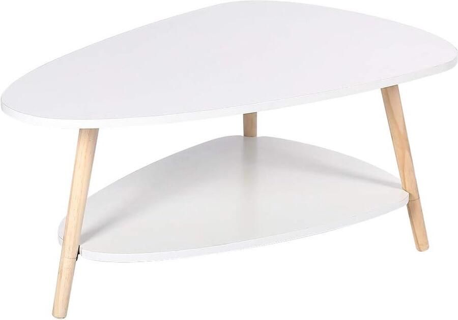 Ovale salontafel met opbergruimte salontafels slaapkamer kantoor café 60 x 40 x 90 cm (wit)