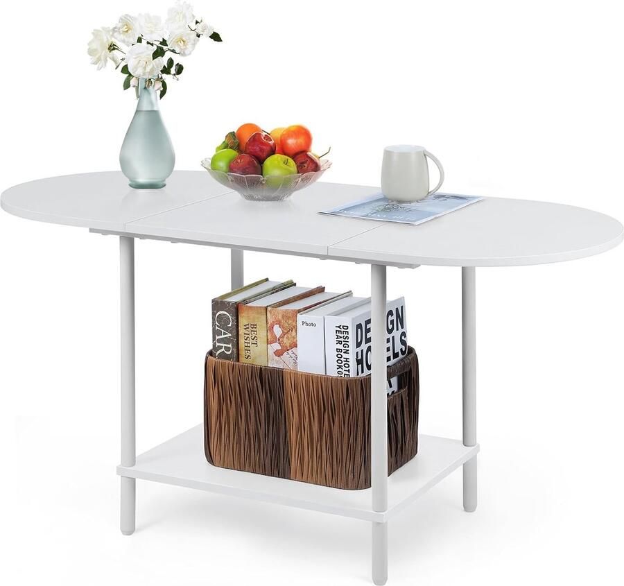 Ovale salontafel stijlvol en functioneel 1 stuk zwart hout en metaal