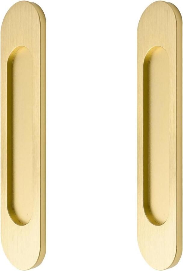 Ovale Schuifdeur Trekken 2 stks Geborsteld Goud Aluminium Flush Pull Pons-Gratis Handvat voor Schuurdeuren Zelfklevend Ideaal voor Ramen en Kasten