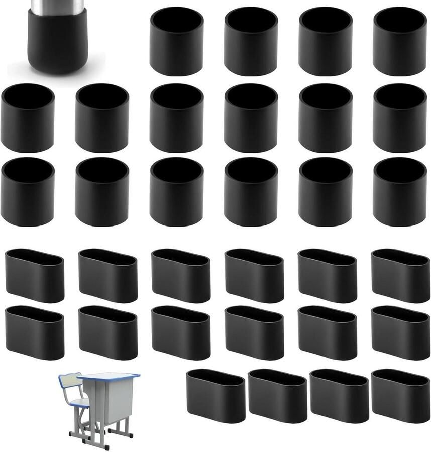 Ovale Stoelpootdoppen 20mm Set van 32 Tuinstoel Voetkappen Stoelbeschermerpoots