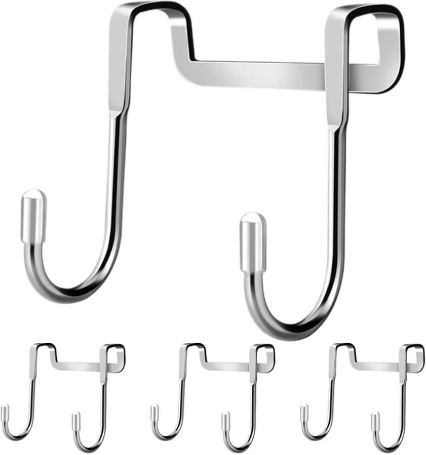 Over de deur haken 4-pack douche haken handdoekhouder voor glazen deur handdoekhaken voor keuken badkamer kasten roestvrijstalen gebruikshaken passend bij brede en dunne deuren Ophanghaken