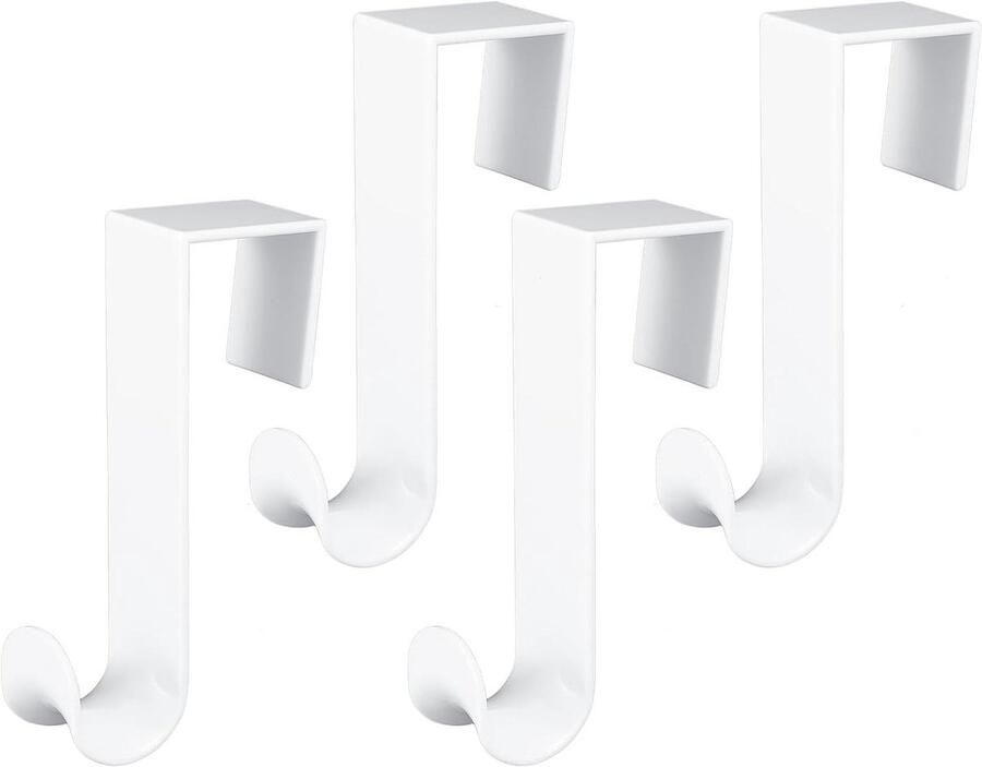 Over de Deur Haken 4 Stuks Witte Kapstok Haken voor Hangende Kleding en Handdoeken in Slaapkamer Keuken en Badkamer
