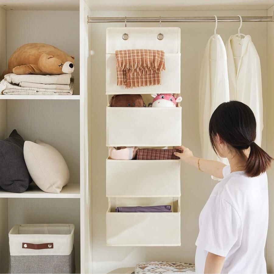 Over-de-deur hangende organizer met 4 zakken Ruimtebesparende opberger voor badkamer en slaapkamer