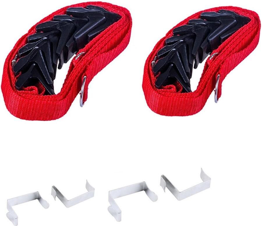 Over de deurhaak Verstelbare naadloze deurophangkoord met 8 haken Verstelbare over de deurhaakhouder Wandgemonteerde garderobe Hanger voor kleding tassen schoenen hoeden sjaals paraplu's 2-pack Rood