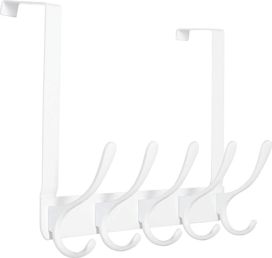 Over deurhaak 5 haken voor kleding handdoeken jassen rugzak hoed wit